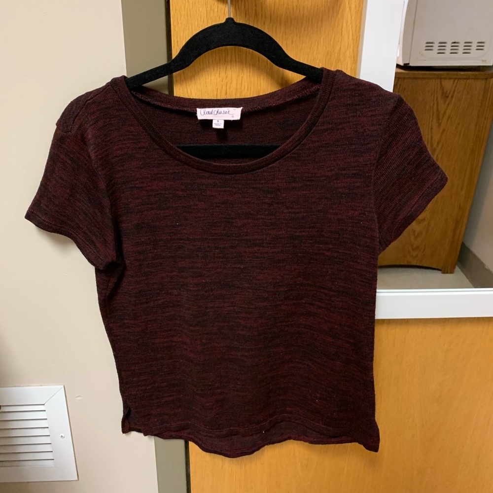 Maroon and black knit top